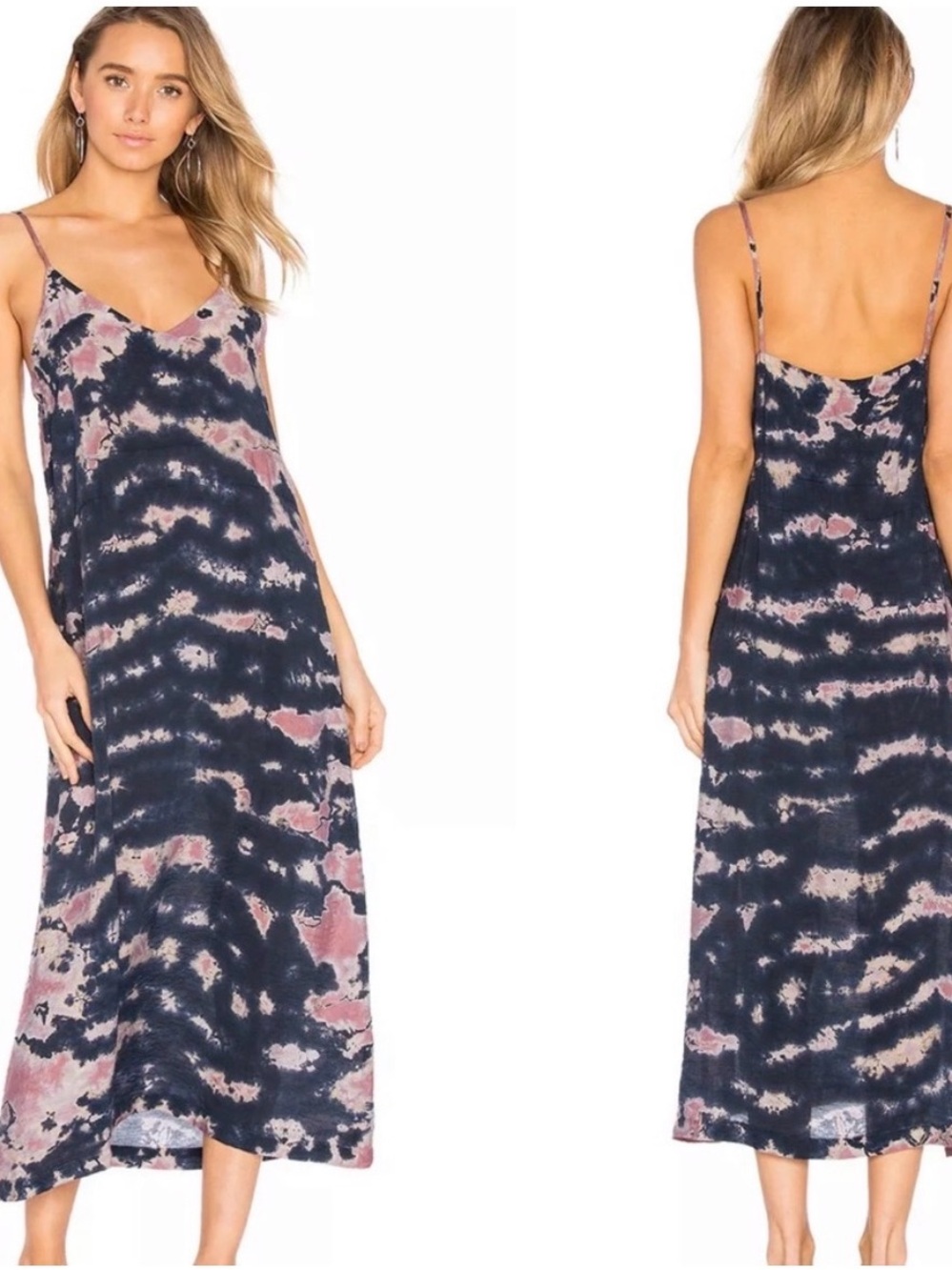 LACAUSA Alma Slip Tie Dye Shrub Wash Crinkle Dress Size XS